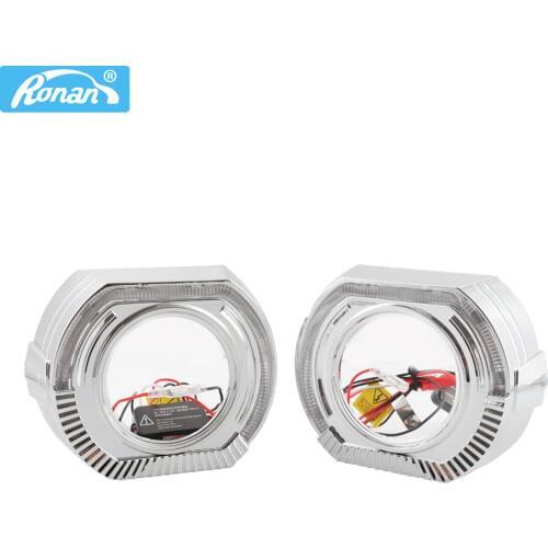 Ronan 2pcs 120MMX100MM Square Guide Angel Eyes with shrouds Car Styling DRL Halo Ring BM 2.5 3.0 bi-xenon projector lens