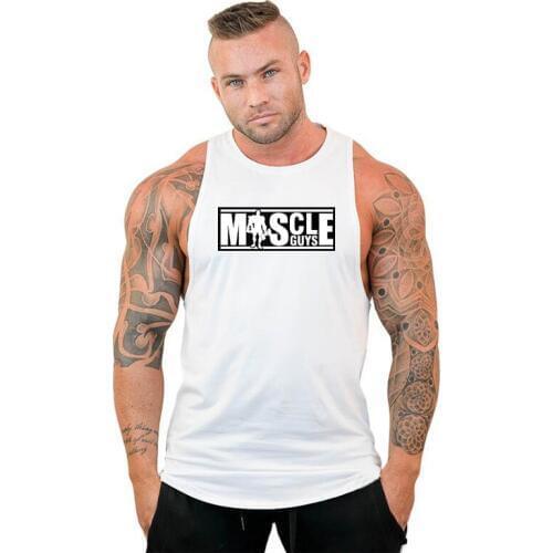 Muscleguys Brand Bodybuilding Stringer Tank Tops Gyms Stringer Shirt Fitness Tank Top Men Gyms Clothing Cotton Muscle Vest