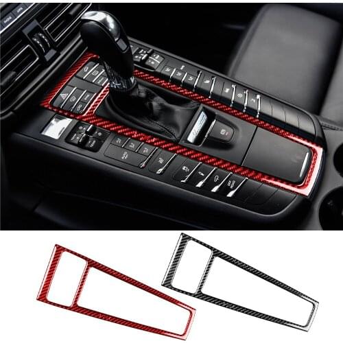 Real Carbon Fiber Central Control Gear Shift Panel Decorative Trim Fit For Porsche Macan 2014-2021 Interior Car Accessories
