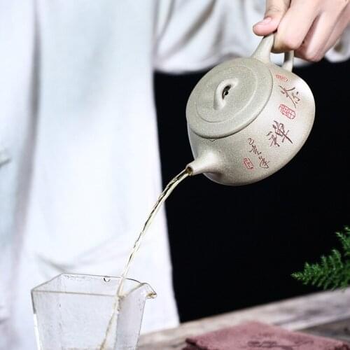 Purple Clay Xishi Teapot Ore Beauty Tea Kettle Yixing Tea Pot Boutique Master Handmade Teaware 180ml Tea Ceremony