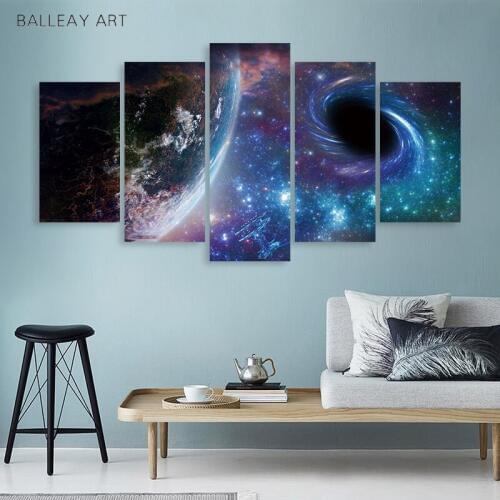 Home Decor Canvas HD Prints Wall Art Pictures 5 Pieces Galaxy Poster Space Painting Set Planet Snow Lake Galaxy Poster Unframed