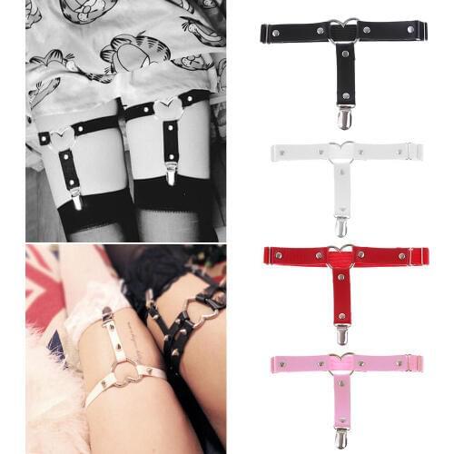 Handmade Punk Goth Heart Leather Elastic Garter Belt Leg Thigh Ring Gift
