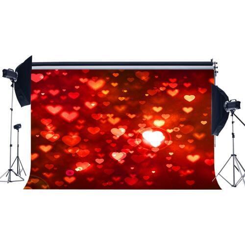 Valentines Day Backdrop Sweet Hearts Bokeh Halos Glitter Sequins Romantic Wallpaper Photography Background