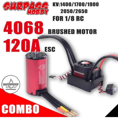 Surpass Hobby KK Combo ESC Brushless Motor 4068 1400 1900 2650 KV Waterproof with 120A ESC for 1/8 RC Drift Racing Car Tamiya