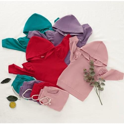 2021New Solid color Long Sleeve Top Pants 2-Piece Set Autumn Sweater Suit Childrens Clothing Apparel Outfit