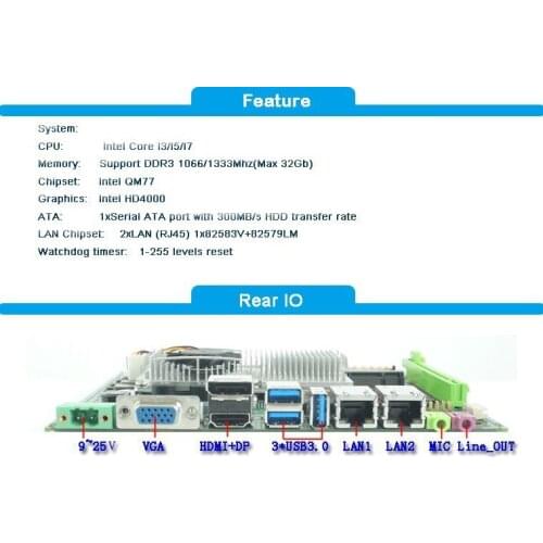 Good quality motherboard with 6*COM and Mini PCIE 16X