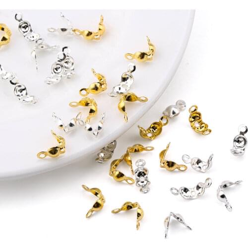 100pcs/lot plated silver&gold metal Clasps iron thread clip buckles beads&pearl hooks for bracelet necklace making accessories