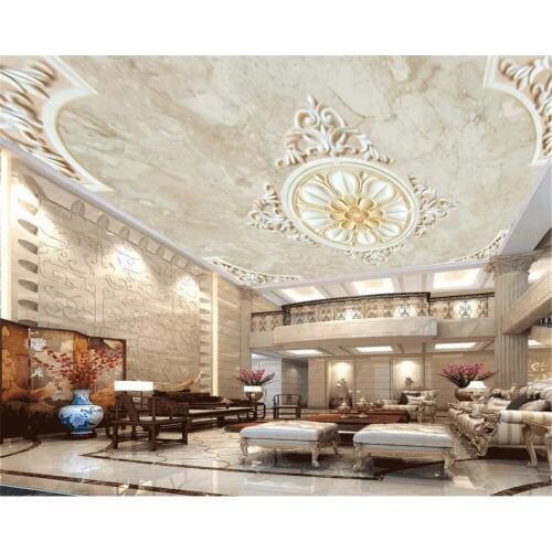 Wall Wallpaper 3d Embossed Corner Flower Beige Marble Pattern Decorative Zenith Environmentally-friendly Exquisite Wallpaper