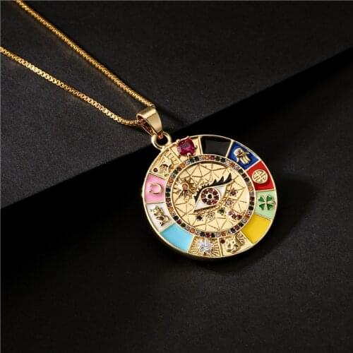 WENDYFO New Women Fashion Round Bohemia Necklace Pendants For Ladies Casual Colorful Eyes Necklaces Female Jewelry Gift