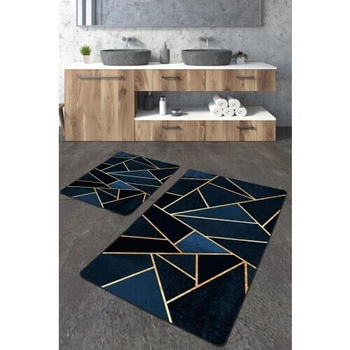 Özel Tasarım Geometrik Desenli 2'li Banyo Paspas Seti