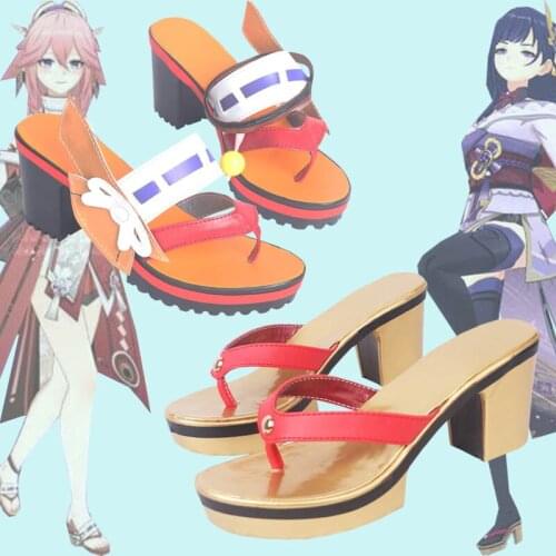 Game Genshin Impact Cosplay Shoes Raiden Shogun Baal Yae Miko Cosplay Shoes