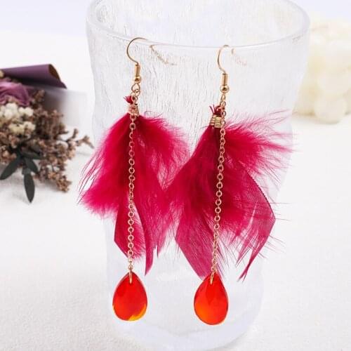 Angel Feather Crystal Pendant Simple Earring Bohemian Originality Holiday Hot Sale Unique Fashion Trendy Earrings for Women