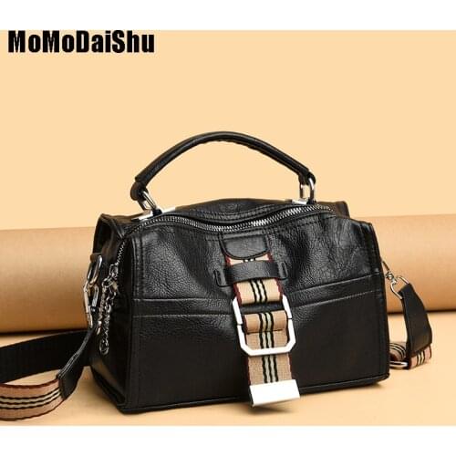 High Quality Leather Luxury Handbags Women Bags Designer Shoulder Crossbody Bags for 2021 Wide Strap Boston Bolsa Feminina