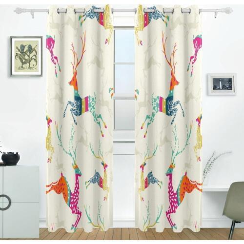 Christmas Elk Curtains Drapes Panels Darkening Blackout Grommet Room Divider for Patio Window Sliding Glass Door 55x84 Inches