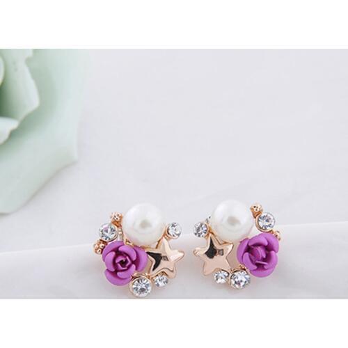 JIOFREE High quality Rhinestone simulated Pearl Flower Clip on Earrings No Pierced for Women Charm Luxury No Hole Earrings