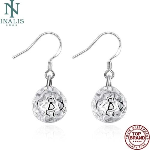 INALIS Hollow Heart Ball Drop Earrings Silver Plated Indian Jewelry Vintage Bohemian Earrings Valentines Day Gift New Arrival