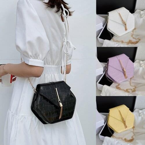 Crocodile Pattern Cross body Bags For Women 2021 Small Chain Handbag Retro Hexagon Ladies Hand Bag Designer Evening Bags Sac