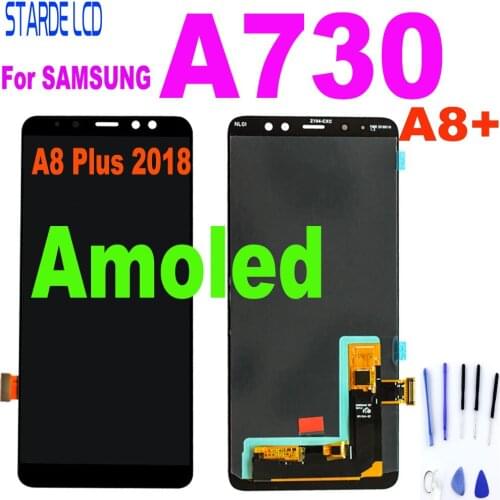 Super Amoled LCD Screen For SAMSUNG Galaxy A8 Plus 2018 A730 A8+ 2018 A730F LCD Display Touch Digitizer Replacement For A730 LCD