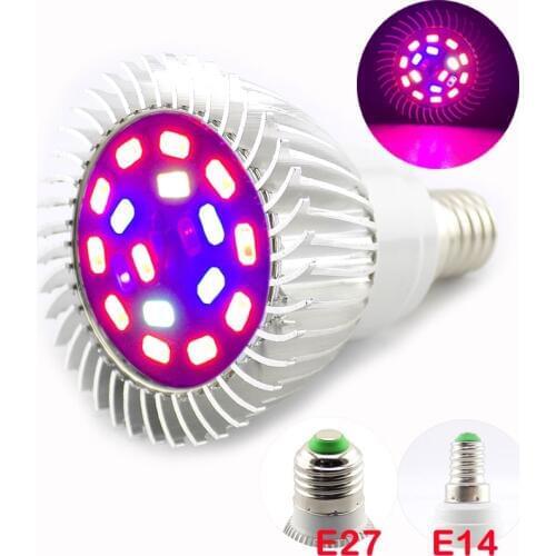 18 Led full spectrum Plant Grow light lamp E27 E14 aluminum flower growing light bulb for indoor cultivo room growbox vegetable