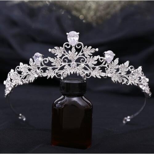 Korean Style Goddess Crystal Leaves Tiaras And Crowns Bride Wedding Bridal Crown Tiara 2021 Wedding Headband Women Hair Jewelry