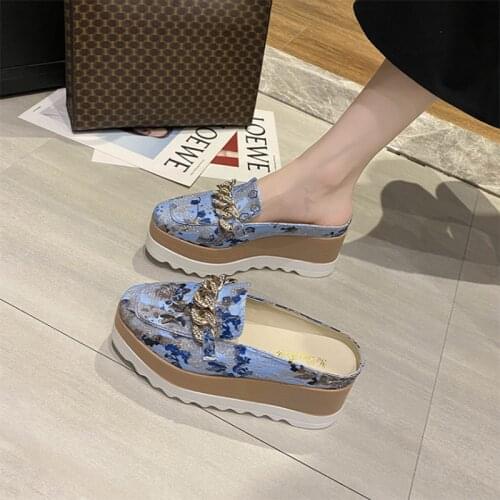 Slippers for Women Summer Korean Version of No Heel Thick Bottom Pedal Platform Flats Womens Shoes Sneakers Platform Shoes