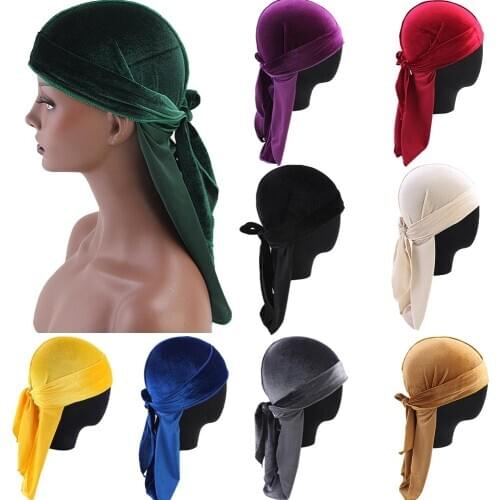 Unisex Men Women Velvet Breathable Bandana Hat Turban Doo Durag Cap Head Wrap Hair Loss Hat Pirate Cap Muslim Arab Casual Bonnet
