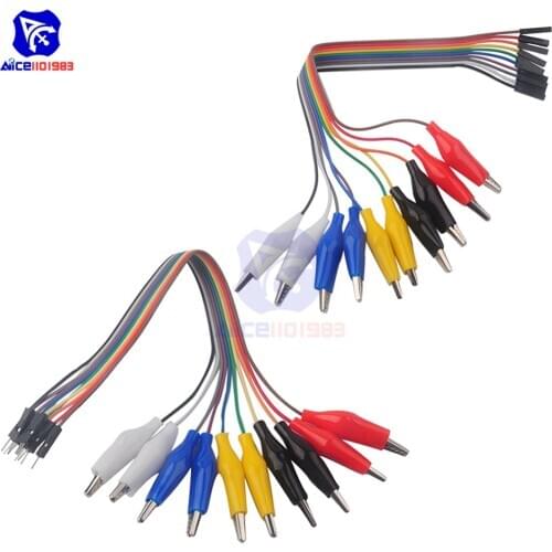 Diymore Alligator Clip to Dupont Wire 10pin Male Crocodile Clip to Jumper Wire 10pin Female Test Lead for Arduino Raspberry Pi