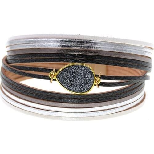 Graduate Color leather bracelets for women water drop bracelets & Bangles wrap bohemia bracelet Femme Jewelry