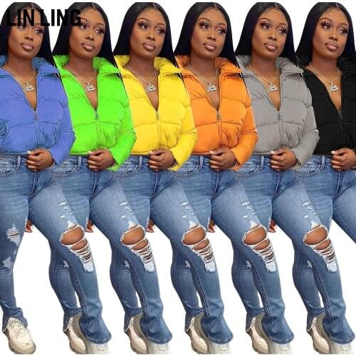 LINLING Winter Regular Lapel Pocket Zipper Short Bread Suit Versatile Temperament Solid Color Warm Coat