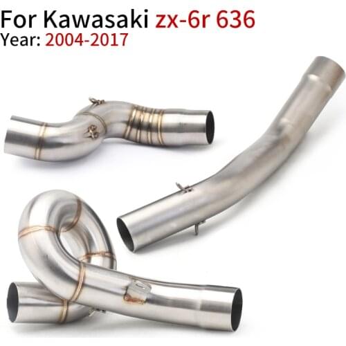 ZX6R ZX636 2009-2017 Slip-on motorcycle exhaust middle link pipe without exhaust for Kawasaki zx6r 636 2004-2008
