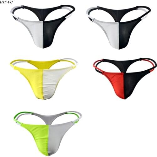 1pcs Patchwork Color Man G Strings Sexy Man T Back Swimwear Sexy Double Waist Belt Breathable Man Thong Lingerie