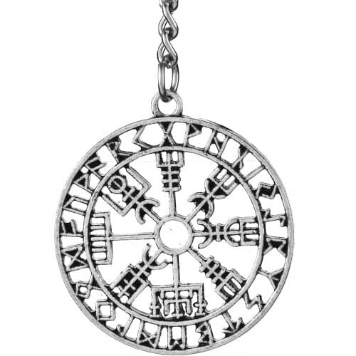 1pc Vegvisir Compass Odins Symbol Rune Charm Keychain Best Friend Gift Norse Viking Jewelry