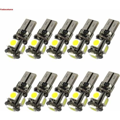 10PCS Lampes Ampoule Phare LED Veilleuse Canbus Sans Erreur W5W T10 5050 5-SMD LED Blanc