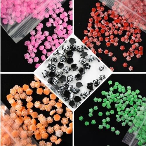 100PCS/Pack Nail Art Decorations Resin Flower Nail Stickers Nails Accessories DIY Design Nail Beads Jewelry Nailart 6mm,K21
