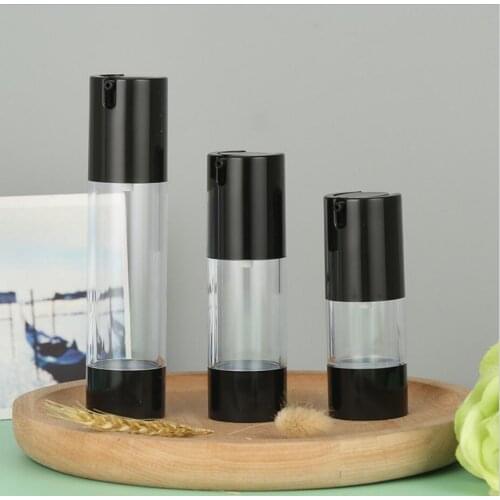 15ml airless bottle black pump and lid /bottom for lotion/emulsion/foundation/essence/oil Cosmetic Container plastic bottle