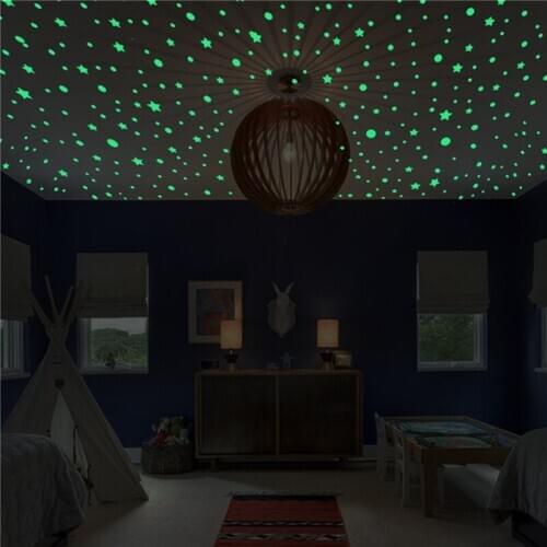 3D Stars Dots Glow In The Dark Wall Stickers Luminous Fluorescent Wall Stickers For Kids Baby Room Bedroom Ceiling Home Decor