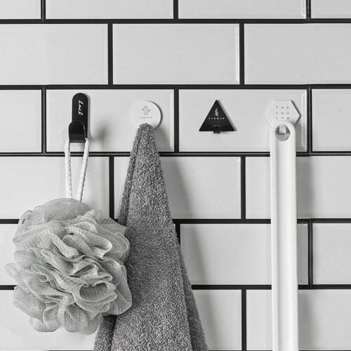 4Pcs Geometric Wall Hooks Self-adhesive Fashion Creative Iron Hanger Clothing Key Jewelry Hooks For Kitchen Bathroom Organizer