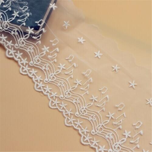 4Yds/lot 14cm wide Quality DIY white beige embroidery music symbol lace accessories Handmade clothing lace trims AC516