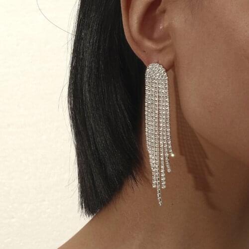 Fashion luxurious Crystal Earrings Crystal Rhinestone long Drop Earrings For Woman Girl Gifts wedding Jewelry Wholesale