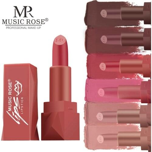 6 Colors Square Tube Lipstick Matte Velvet Texture Classic Lipstick Long Lasting No Bleaching Moisturizing Lipstick Lip Make Up