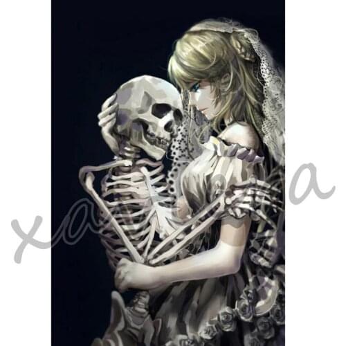 Xaviera Diy Full Drill Skull Diamond Painting Horror Skeleton Diamond Embroidery Cross Stitch Rhinestone Mosaic Romantic Crafts