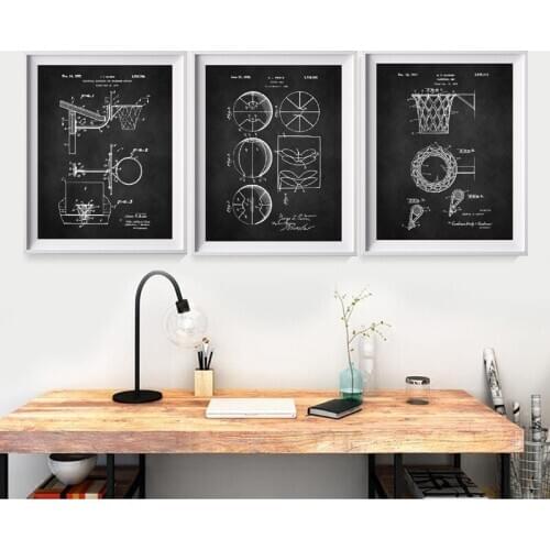Basketball Gifts Basketball Patent Vintage Posters and Prints Boys Room Sports Wall Art Canvas Painting Pictures Decor