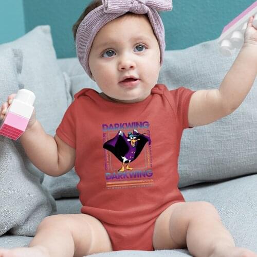 Disney Toddler Bodysuits Darkwing Duck Print Fashion Round Neck Short Sleeve Four Seasons Baby Girl Boy Onesie 0-24M Summer New