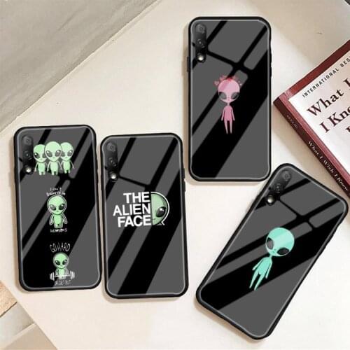 Aesthetics Cute Cartoon Alien Phone Case For Huawei P9 10 20pro 30lite Mate 9 10lite 20pro Honor 7A 8X 9 Nova3i Tempered Glass