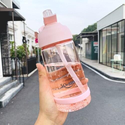 550ml Tea My Water Bottle Cute for Kids Children Mini Water Bottle with Straw Sports Drinking Bottles Hiking Camping BPA Free