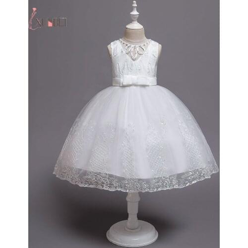 2021 Summer Flower Girls Dress Sleeveless Ball Gown Kids For Girls Children Princess Dress Party Wedding Dress 1-8Years Vestido