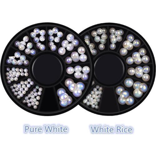 DIY 2.5MM/4MM/5MM/6MM Nail Charms Acrylic AB pearl Crystal Rhinestones Wheel 3D Nail Art Decorations Accessoires NRD116