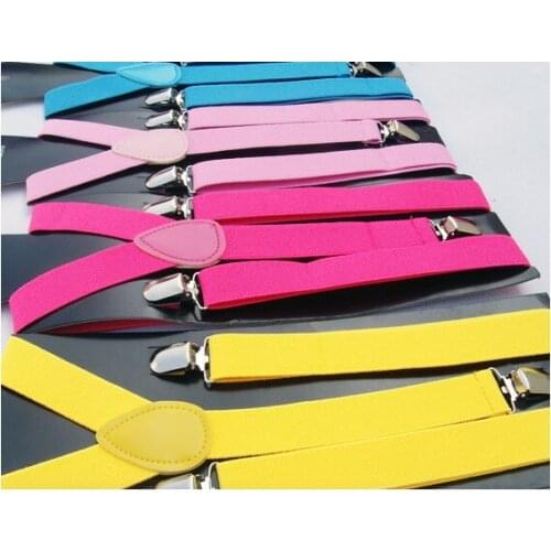 25pcs/lot Candy Colors adult Suspenders Adjustable Y-back Braces Clip-on Elastic Suspender adult Belt braces 2.5*100cm
