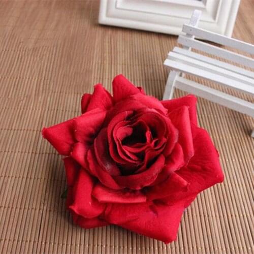 12PCS,12CM Head High Quality Multicolor Large Fake Real Touch Rose Heads,Artificial Silk Flower Arrangements,Wedding Decoration