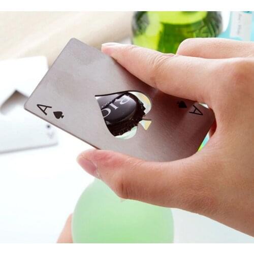 Hot Sell New Stylish 1Pc Playing Card Ace of Spades Poker Bar Tool Bottle Soda Beer Cap Opener